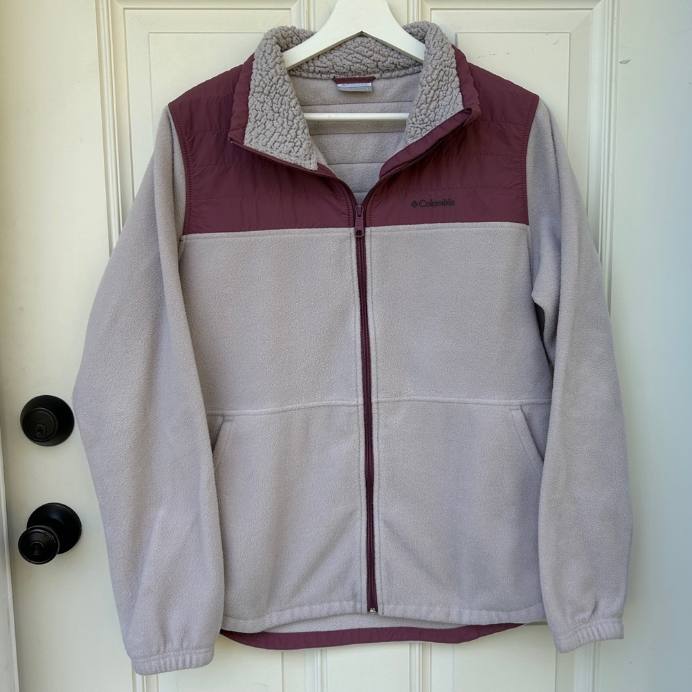 Columbia Women’s Pink Fleece Jacket with Quilted Yoke - Size Large